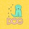 Vector big dog funny caricature animal cartoon character. Contour flat bright pet isolated colorful sketch illustration