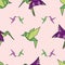 Vector Big hummingbird Origami birds background pattern