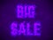 Vector Big Sale text with violet fire flames background.