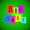 Vector Big Sale Words from Color Paper over Green Rays