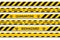 Vector biohazard danger yellow black seamless tape set isolated on white background. Safety fencing ribbon. Quarantine flu.