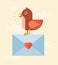 Vector bird delivering love letter