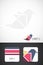 Vector bird icon and business card templates