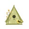 Vector birdhouses, cute birds and nests illustrations