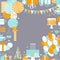 Vector birthday background. Garlands,paper Pom Poms, confetti, g