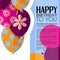 Vector birthday card with paper balloons and text.