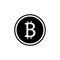 Vector Bitcoin Cryptocurrency Icon, Flat Black Coin Isolated.