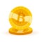 Vector bitcoin flat illustration on white background. Cryptocurrency golden symbol.