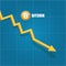 Vector bitcoin market crash graph on blueprint background. Bitcoin hype concept vector illusrtation with blank space fo