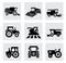 Vector black agricultural transport icons set