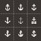 Vector black anchor icon set