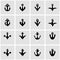 Vector black anchor icon set