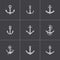 Vector black anchor icons set