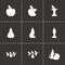 Vector black apple and pear icons set