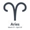 Vector black Aries astrology zodiac sign