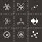 Vector black atom icon set