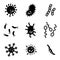 Vector black bacteria icons set.