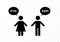 Vector black bad speech language people icon i0llustration. Man and woman couple with censored talk bubble chat isolated on