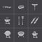 Vector black barbecue icons set