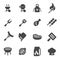 Vector black barbecue icons set