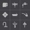 Vector black bathroom icons set