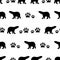 Vector black bears walking seamless pattern