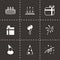 Vector black birthday icon set