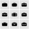 Vector black briefcase icon set