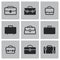 Vector black briefcase icons set