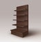 Vector Black Brown Empty Exhibition Trade Stand Shop Rack with Shelves Storefront on Background