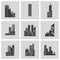 Vector black building icons set