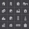 Vector black building icons set