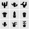 Vector black cactus icon set