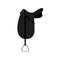 Vector black cartoon flat classical english dressage horse saddle on white