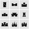 Vector black castle icon set