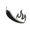 Vector black chilli pepper icon on white background.