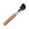 Vector Black Clean Professional Makeup Angle Blush Brush with Wooden Handle Isolated on White Background