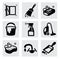 Vector black cleaning icons set on gray