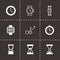 Vector black clock icon set