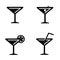 Vector black cocktail icons set