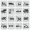 Vector black construction transport icons set