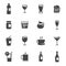 Vector black drinks icons set