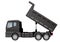 Vector Black Dump Truck Unloading Side View Illustration On A White Background.