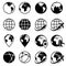 Vector black earth globe icons
