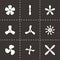 Vector black fans and propellers icon set