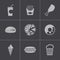 Vector black fast food icons set