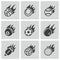 Vector black fire sport balls icons set