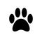 Vector black flat cad dog paw step foot print