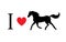 Vector black flat i love horse silhouette print