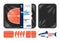 Vector black foam tray king salmon packaging illustration